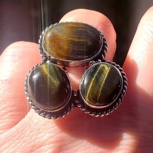 New Tiger Eye 925 Silver Ring.